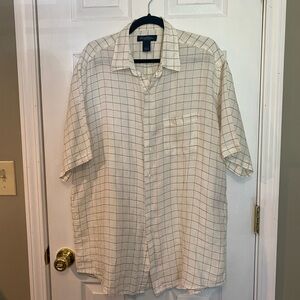Brooks Brothers L Cream Checkered Casual Shirt